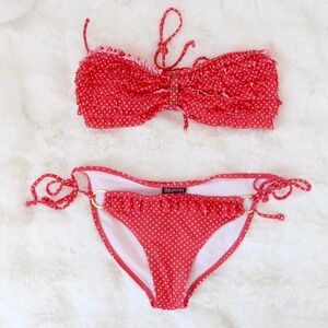 y2k coquette red polka dot bikini set